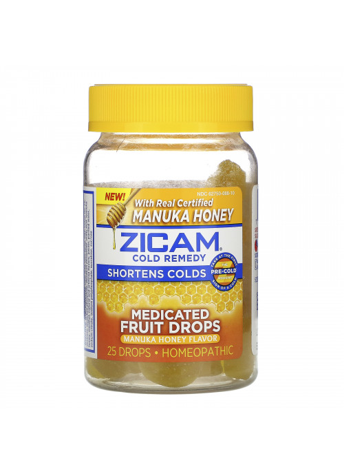 Zicam, Cold Remedy, Medicated Fruit Drop, Manuka Honey , 25 Drops