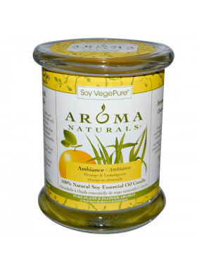 Aroma Naturals, Soy VegePure, 100% Natural Soy Essential Oil Candle, Ambiance, Orange & Lemongrass, 8.8 oz (260 g)