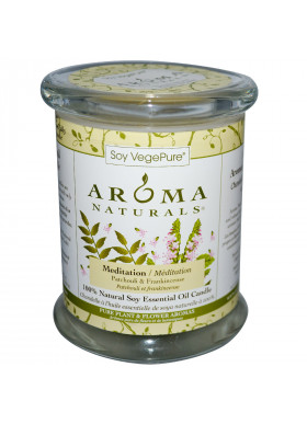 Aroma Naturals, Soy VegePure, 100% Natural Soy Pillar Candle, Meditation, Patchouli & Frankincense, 8.8 oz (260 g)