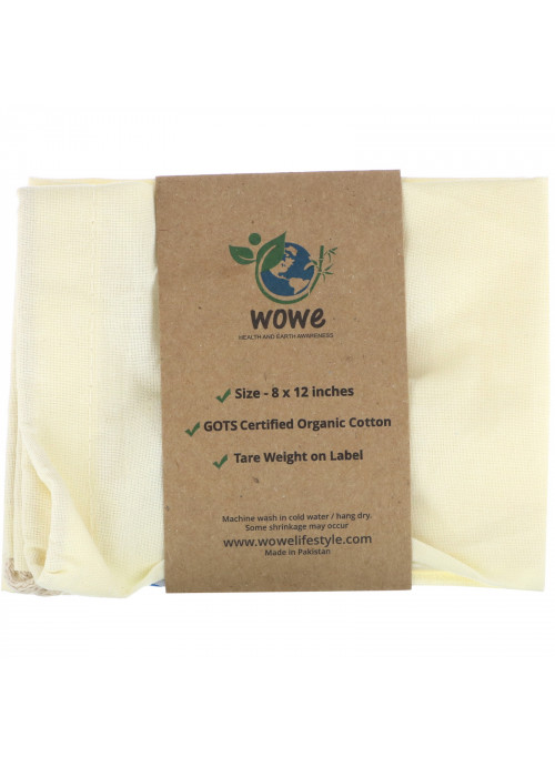 Wowe, Certified Organic Cotton Muslin Bag, 1 Bag, 8 in x 12 in