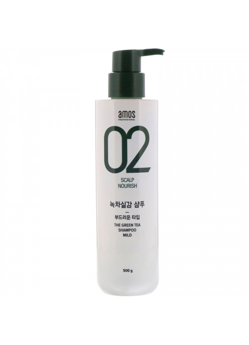 Amos, 02 Scalp Nourish, The Green Tea Shampoo, Mild,  500 g
