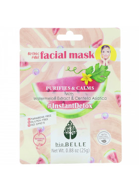 Biobelle, Botanic Fiber Facial Mask, Purifies & Calms, #InstantDetox,  1 Sheet, 0.88 oz (25 g)