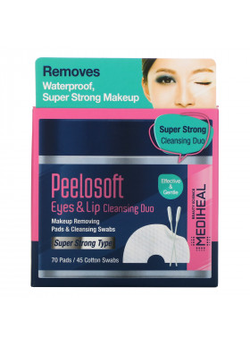 Mediheal, Peelosoft Eyes & Lip Cleansing Duo, 70 Pads / 45 Cotton Swabs