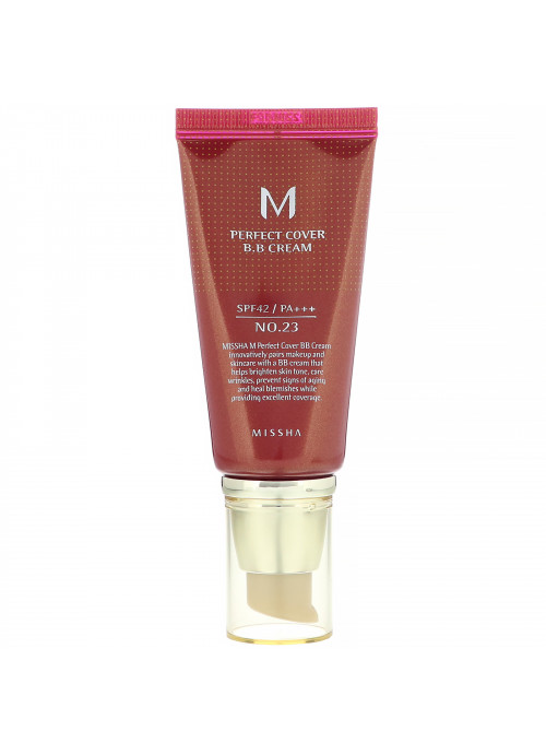 Missha, M Perfect Cover B.B Cream, SPF 42 PA+++, No. 23 Natural Beige, 1.7 oz (50 ml)