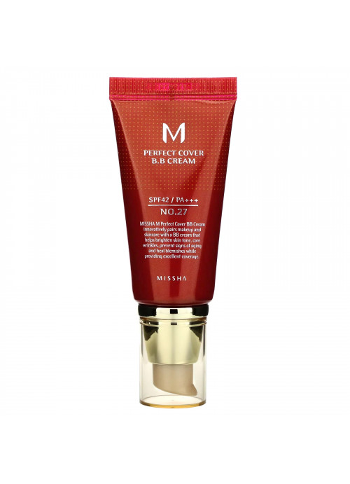 Missha, Perfect Cover B.B. Cream, SPF 42 PA+++, No. 27 Honey Beige, 50 ml