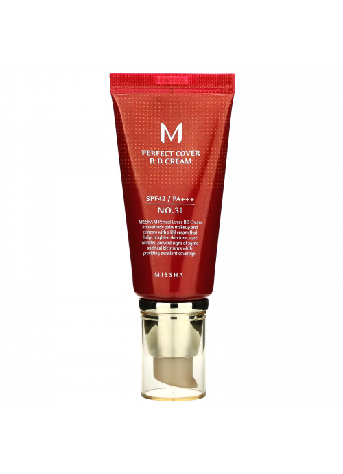 Missha, Perfect Cover BB Cream, SPF 42 PA+++, No. 31 Golden Beige, 50 ml