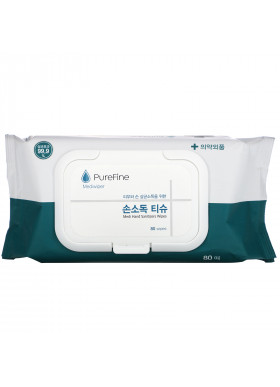 PureFine, Mediwiper, Medi Hand Sanitizer Wipes, 80 Wipes