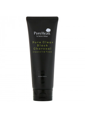 PureHeals, Pore Clear Black Charcoal, Cleansing Foam, 150 ml