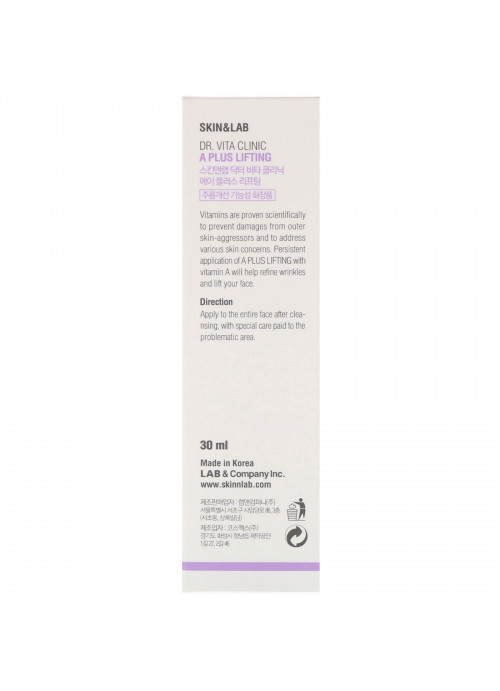 Skin&Lab, Dr. Vita Clinic, A Plus Lifting Cream, Vitamin A, 30 ml