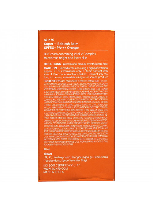 Skin79, Super+ Beblesh Balm, Original B.B, SPF 50+, PA+++, Orange, 40 ml