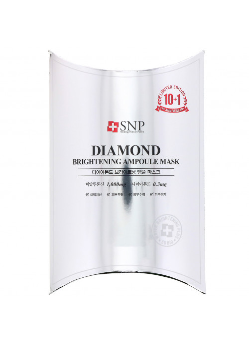 SNP, Diamond Brightening Ampoule Mask, 10 Sheets, 0.84 fl oz (25 ml) Each