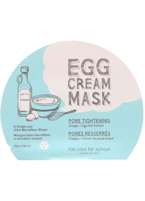 Too Cool for School, Egg Cream Mask, Pore Tightening, 1 Sheet, 0.98 oz (28 g)