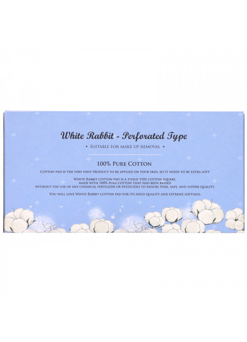 White Rabbit, Premium Cosmetic Cotton Sheet, Perforated, 200 Sheets