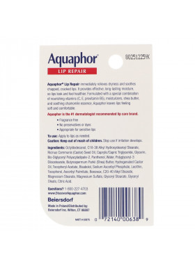 Aquaphor, Lip Repair, Immediate Relief, Fragrance Free, .35 fl oz (10 ml)