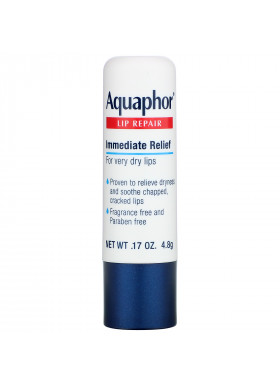 Aquaphor, Lip Repair, Stick, Immediate Relief, Fragrance Free, 1 Stick, .17 oz (4.8 g)
