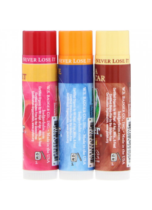 Badger Company, Lip Balm Gift Set, Red Box, 3 Pack, .15 oz (4.2 g) Each