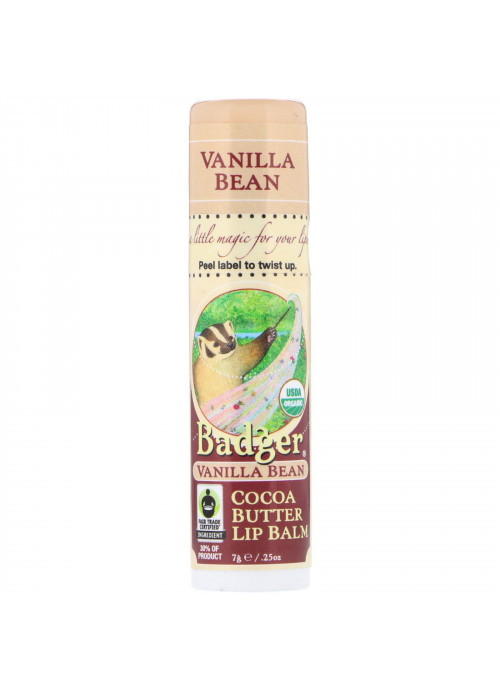 Badger Company, Organic, Cocoa Butter Lip Balm, Vanilla Bean, .25 oz (7 g)