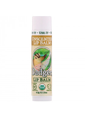 Badger Company, Organic Lip Balm, Unscented, .15 oz (4.2 g)