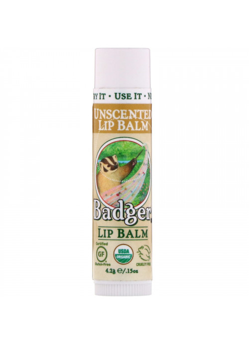 Badger Company, Organic Lip Balm, Unscented, .15 oz (4.2 g)