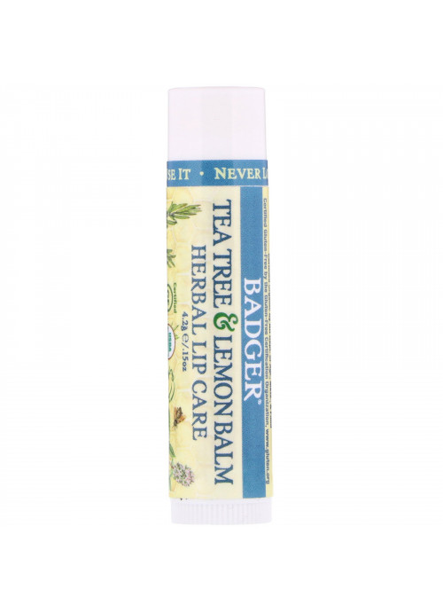Badger Company, Organic, Tea Tree & Lemon Balm Herbal Lip Care, .15 oz (4.2 g)