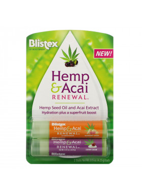 Blistex, Hemp & Acai, Lip Moisturizer, Renewal, Raspberry Ginger & Cherry Cream, 2 Pack, 0.15 oz (4.25 g) Each