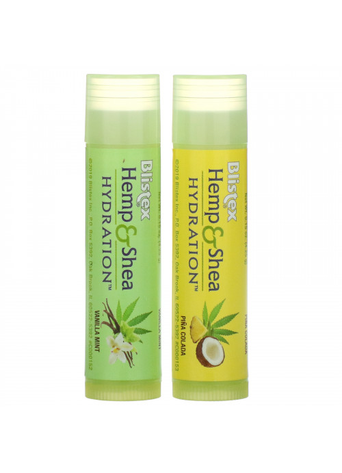 Blistex, Hemp & Shea, Lip Moisturizer, Hydration, Pina Colada & Vanilla Mint, 2 Pack, 0.15 oz (4.25 g) Each
