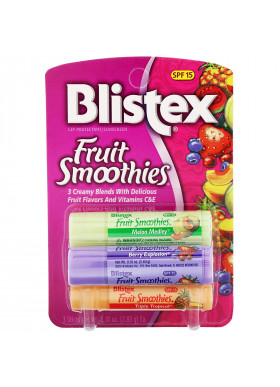 Blistex, Lip Protectant/Sunscreen, SPF 15, Fruit Smoothies, 3 Sticks, .10 oz (2.83 g) Each