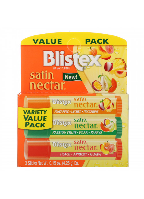 Blistex, Satin Nectar Lip Moisturizer, Variety Pack , 3 Pack, 0.15 oz (4.25 g) Each