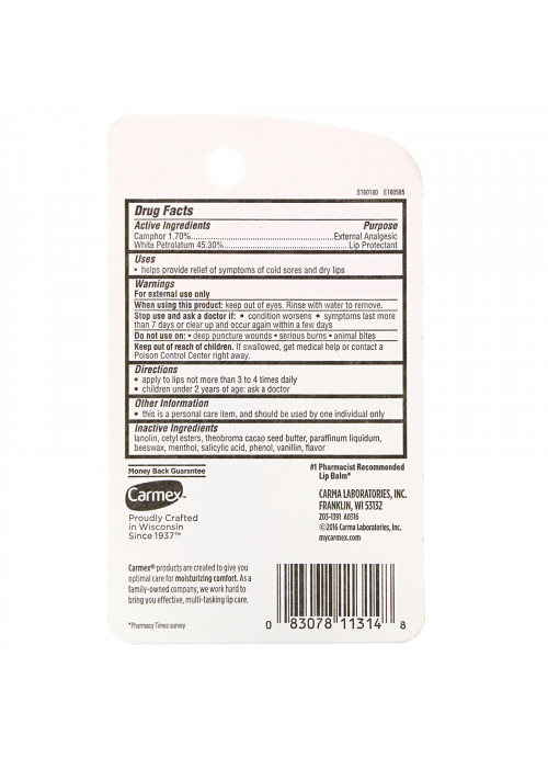 Carmex, Classic Lip Balm, Medicated, .35 oz (10 g)