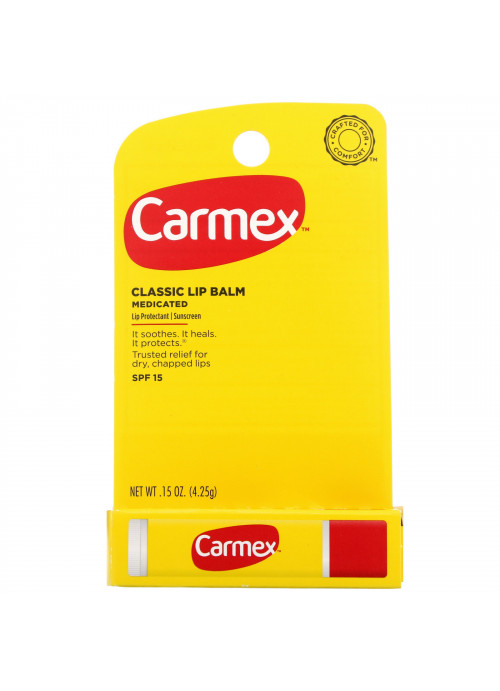 Carmex, Classic Lip Balm, Medicated, SPF 15, .15 oz (4.25 g)