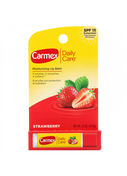 Carmex, Daily Care, Moisturizing Lip Balm, Strawberry, SPF 15, .15 oz (4.25 g)