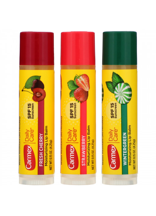 Carmex, Daily Care, Moisturizing Lip Balm, Variety, SPF 15, 3 Pack, .15 oz (4.25 g) Each