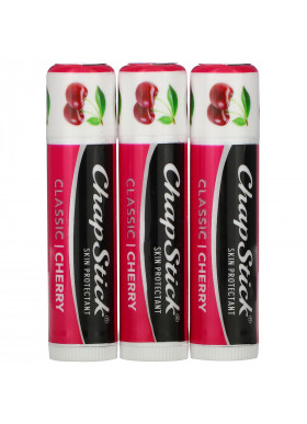 Chapstick, Lip Care Skin Protectant, Classic Cherry, 3 Sticks, 0.15 oz (4 g) Each