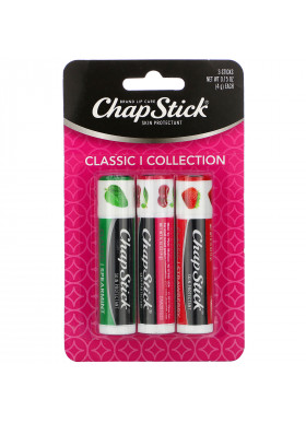 Chapstick, Lip Care Skin Protectant, Classic Collection, 3 Sticks, 0.15 oz (4 g) Each