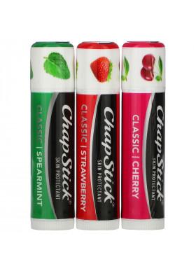 Chapstick, Lip Care Skin Protectant, Classic Collection, 3 Sticks, 0.15 oz (4 g) Each