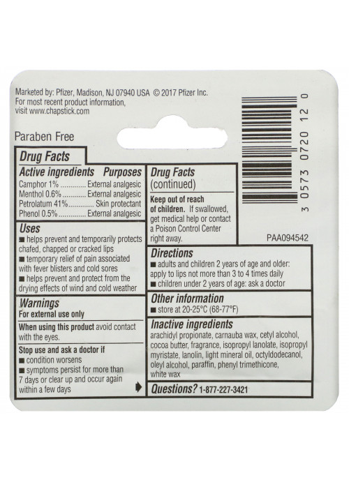 Chapstick, Lip Care Skin Protectant, Classic Medicated, 0.15 oz (4 g)