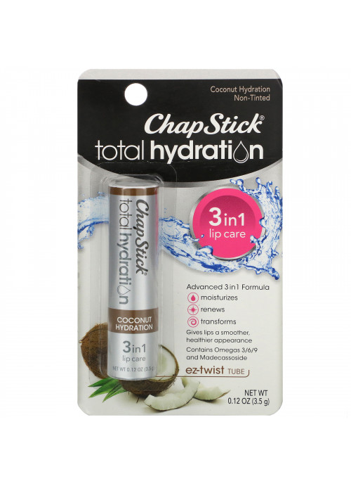 Chapstick, Total Hydration, 3 in 1 Lip Care, Coconut Hydration, 0.12 oz (3.5 g)