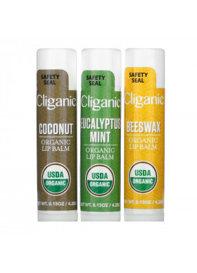 Cliganic, Organic Lip Balm Set, 3 Pack, 0.15 fl oz (4.25 ml) Each