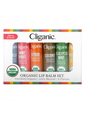Cliganic, Organic Lip Balm Set, 6 Pack, 0.15 fl oz (4.25 ml) Each