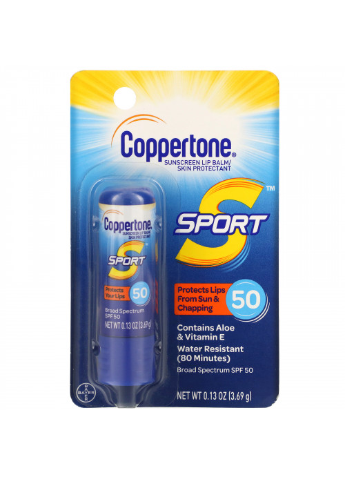 Coppertone, Sport, Sunscreen Lip Balm, SPF 50,  0.13 oz (3.69 g)