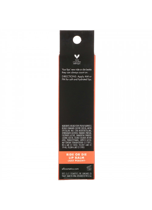 E.L.F., Ride Or Die Lip Balm, Just Peachy, 0.42 oz (12 g)