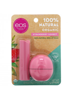 EOS, 100% Natural Shea Lip Balm, Strawberry Sorbet, 2 Pack, 0.39 oz (11 g)