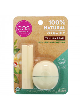EOS, 100% Natural Shea Lip Balm, Vanilla Bean, 2 Pack, 0.39 oz (11 g)