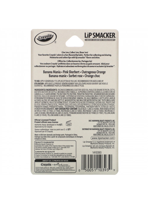 Lip Smacker, Crayola, Lip Balm, Trio Pack, 3 Pieces, 0.14 oz (4.0 g) Each