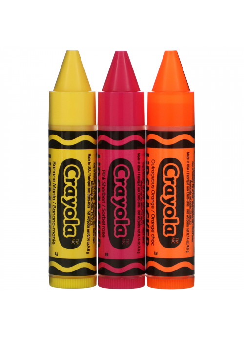 Lip Smacker, Crayola, Lip Balm, Trio Pack, 3 Pieces, 0.14 oz (4.0 g) Each