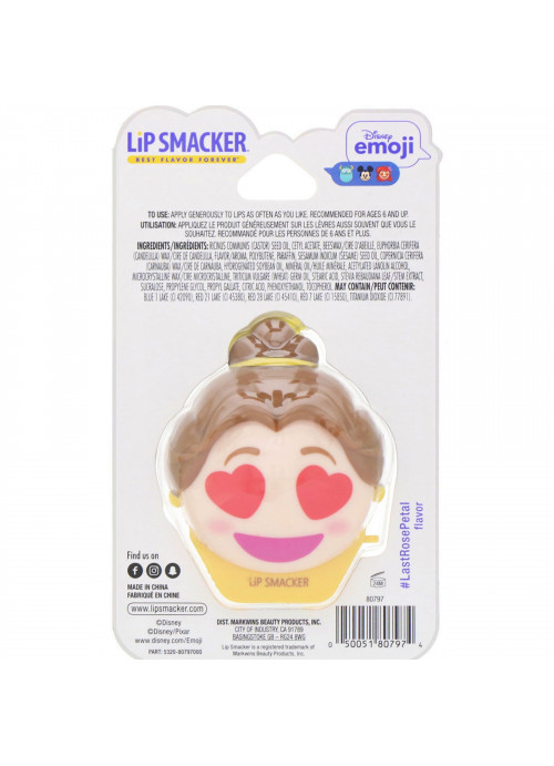 Lip Smacker, Disney Emoji Lip Balm, Belle, #LastRosePetal, 0.26 oz (7.4 g)