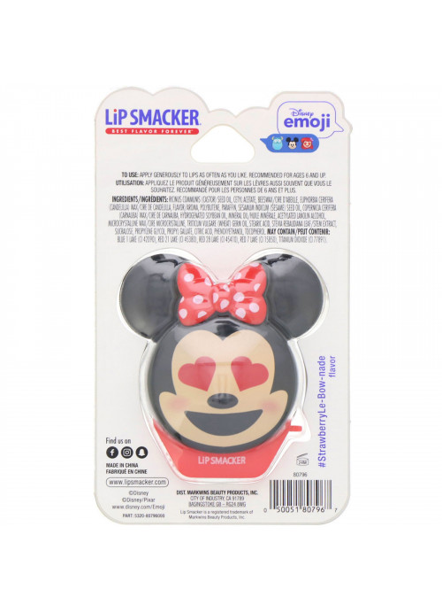 Lip Smacker, Disney Emoji Lip Balm, Minnie, #StrawberryLe-Bow-nade, 0.26 oz (7.4 g)