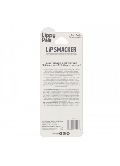 Lip Smacker, Lippy Pals Lip Balm, Fox, Foxy Apple, 0.14 oz (4 g)