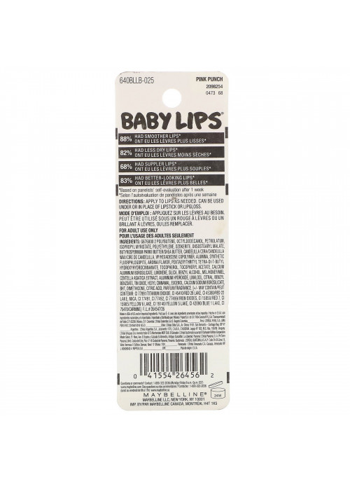 Maybelline, Baby Lips, Moisturizing Lip Balm, 25 Pink Punch, 0.15 oz (4.4 g)