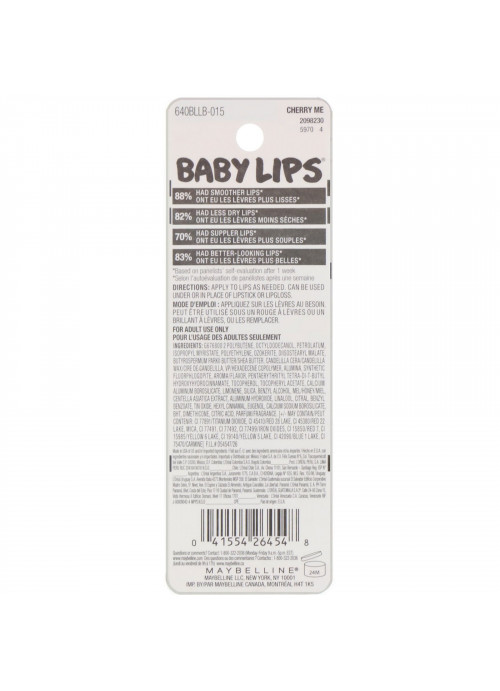 Maybelline, Baby Lips, Moisturizing Lip Balm, Cherry Me, 0.15 oz (4.4 g)
